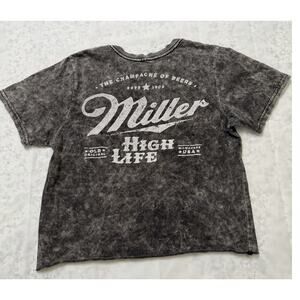 Mens Miller High Life Cropped T Shirt Grey Size Small